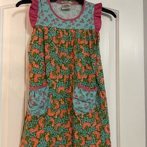 Colorful Floral Girls' Dress with Pink Ruffle Sleeves size 7 boutique like new